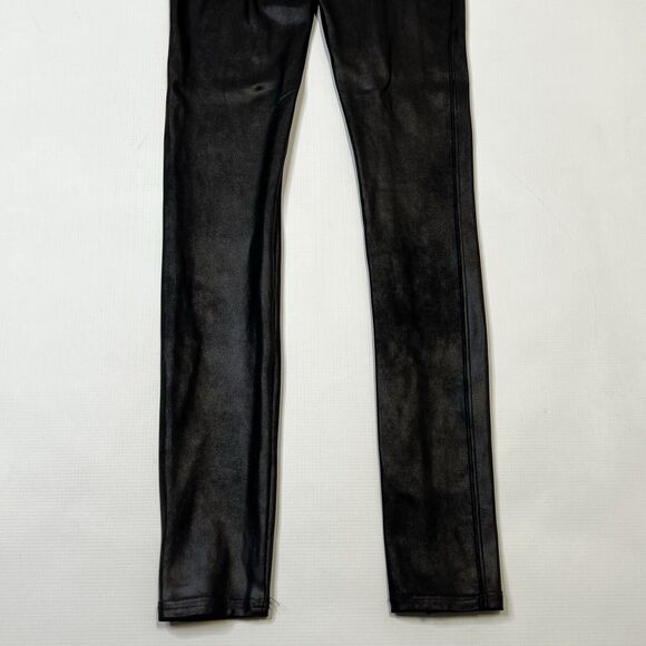 SPANX Faux Leather Leggings Women's Black Shiny Coated Shaping Pants Small - Picture 10 of 10